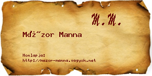 Mázor Manna névjegykártya